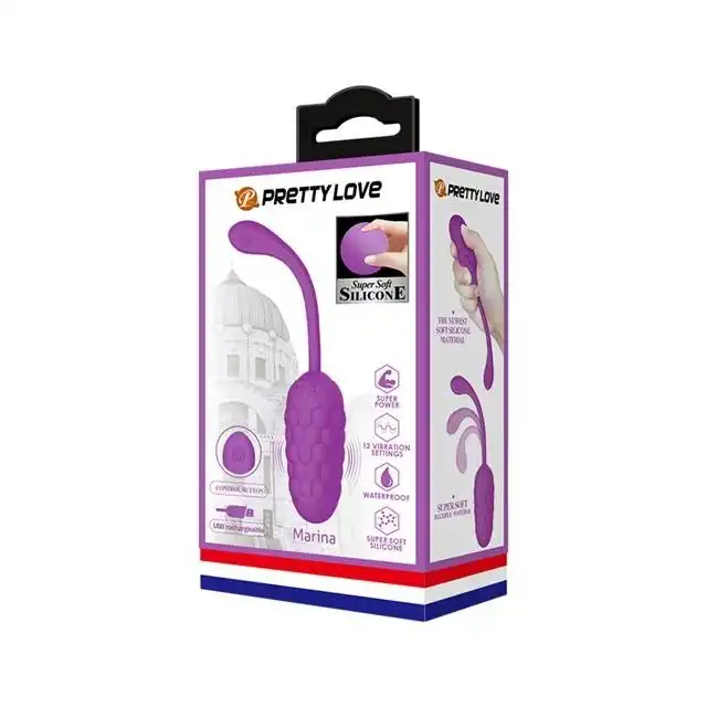 Pretty Love - Marina vibe Egg Purple. Ultra miękkie silikonowe wibrujące jajeczko ładowane na USB