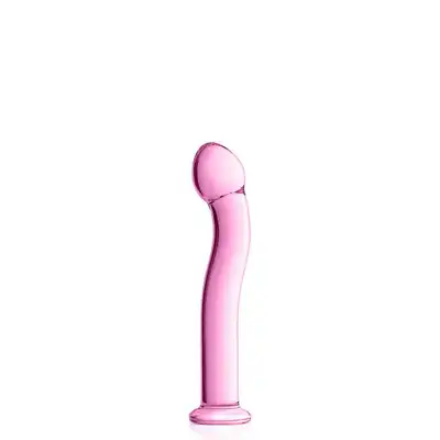 Glossy Toys - No.27 Pink Dildo point G. Różowe lekko zakrzywione szklane dildo do punktu G