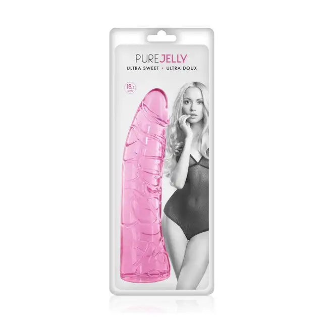 Pure Jelly - Gode Courbe Rose 18,5 cm. Żelowe dildo z wyraźnymi żyłami 4 cm średnicy