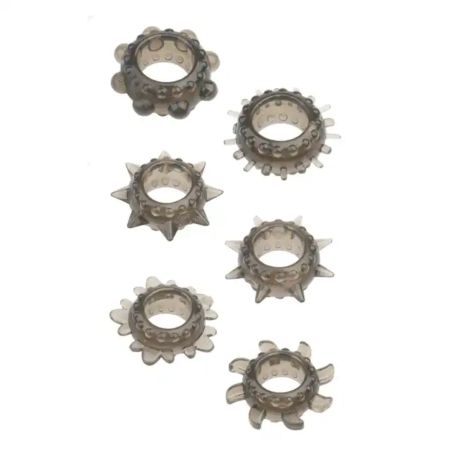 Dream Toys - Menzstuff 6pc Stretcheable Ring Set - zestaw 6 ringów na penisa z różnymi wypustkami