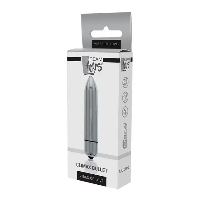 Dream Toys - Climax Bullet 10 Speed. Srebrny mini wibrator. Bardzo mocne wibracje