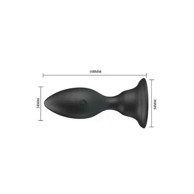 Pretty Love - Push Vibro Plug Black. Silne wibracje i przyssawka. Silikonowy plug analny w kolorze czarnym