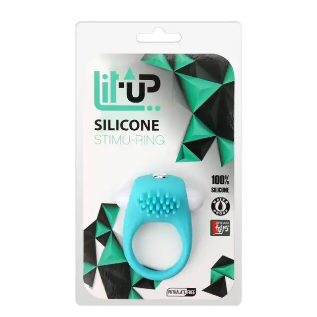 Rings Of Love Silicone Stimu Ring Blue - rozciągliwy, niebieski i wibrujący pierścień na penisa