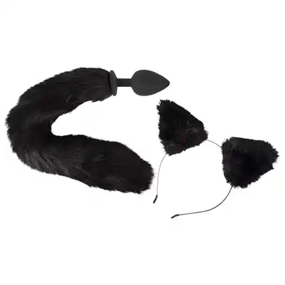 Bad Kitty - Pet Play Plug&amp;E - koci zestaw - plug z ogonem i uszy