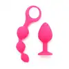 Rimba - Barcelona Anal Play Set. Dwuczęściowy zestaw z plugiem i koralikami. Bardzo gładki silikon