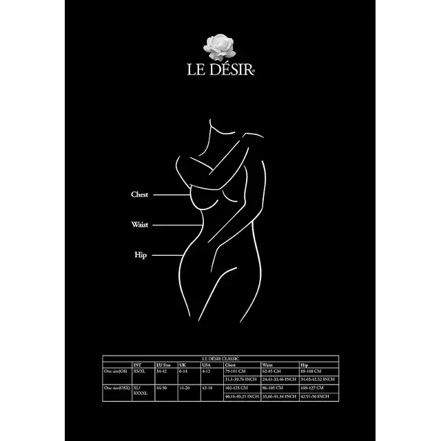Le Desir - Contrast Suspender Bodystocking - Black - O/S. Seksowny, czarny bodystocking podkreślający talię, biust i pośladki!