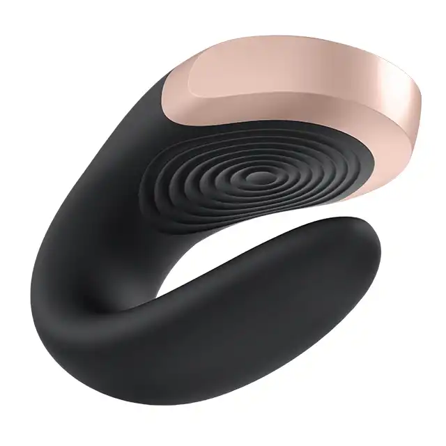 Satisfyer - Double Love Black. Silikonowy wibrator dla par sterowany przez pilota lub aplikację
