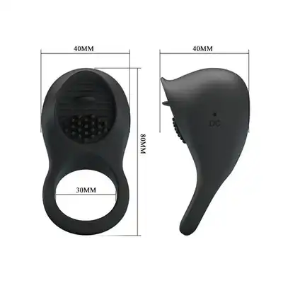 Pretty Love - Ring Shaking II USB. Niesamowity silikonowy ring z ruchomym języczkiem w kolorze czarnym. 