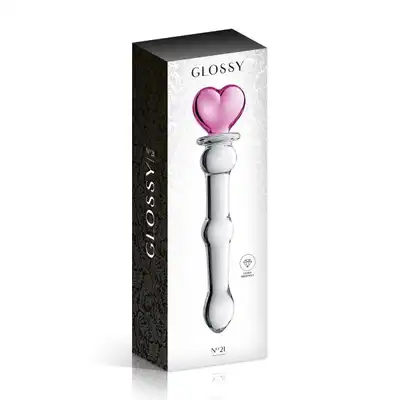 Glossy Toys - No.21 Heart Dildo. Urocze szklane dildo z różowym serduszkiem. Analno-waginalne