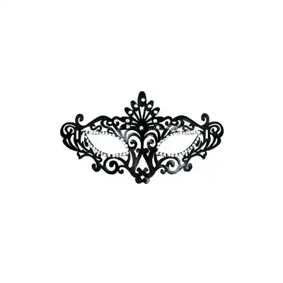Concorde - Masque Ballo Maschera - czarna figlarna maska przyozdobiona srebrnymi cekinami