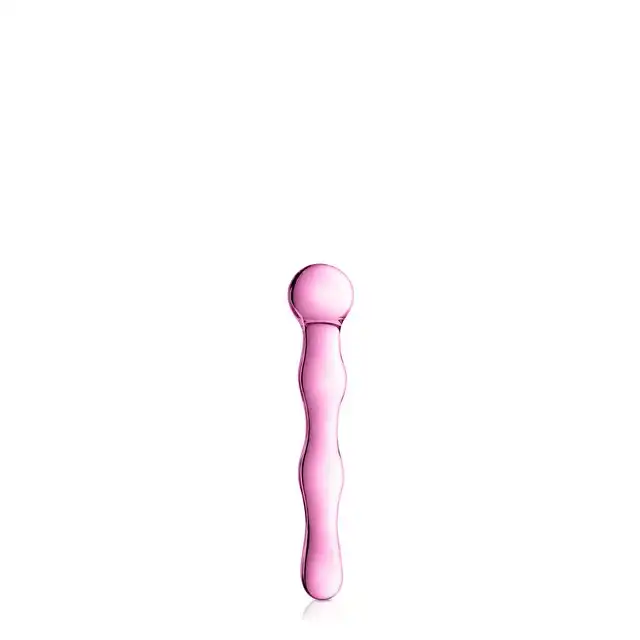 Glossy Toys - No.10 Pink Dildo. 17 cm dildo szklane o falowanej stymulującej powierzchni