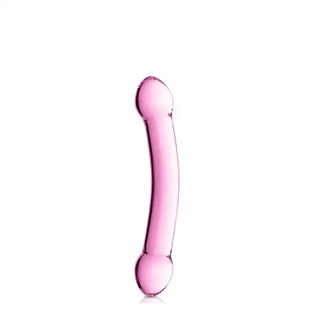 Glossy Toys - No.7 Dildo. Dwustronne różowe dildo z wysokiej jakości szkła