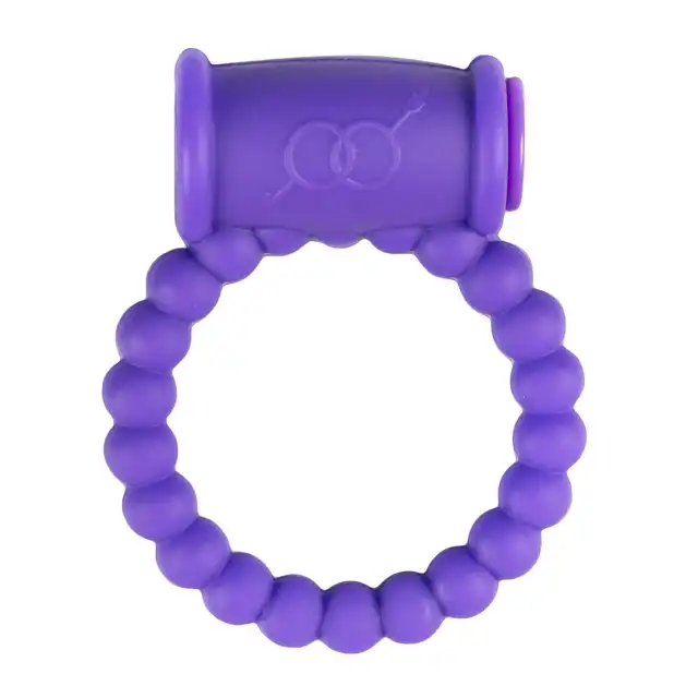 Easy Toys - Cockring with Vibrator - Purple. Specjalny ring z wypustkami naokoło. Wibrujący.