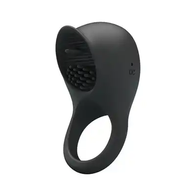 Pretty Love - Ring Shaking II USB. Niesamowity silikonowy ring z ruchomym języczkiem w kolorze czarnym. 