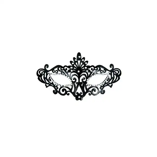 Concorde - Masque Ballo Maschera - czarna figlarna maska przyozdobiona srebrnymi cekinami