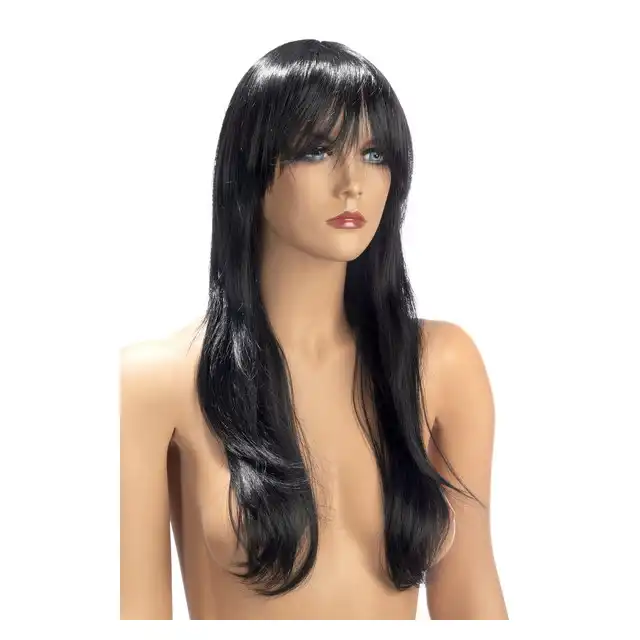 World Wigs - Brenda Brun. Czarna peruka z grzywką 70 cm długości. 