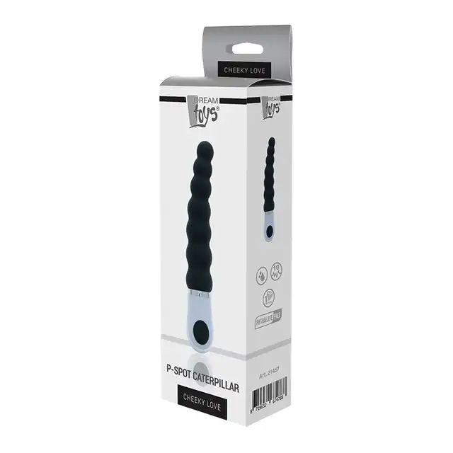 Dream Toys - Cheeky Love Caterpillar. Czarny silikonowy wibrator analny. 10 trybów. Mocna stymulacja