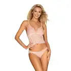 Obsessive - Delicanta top i figi różowy S/M. Zalotny komplet koronkowej bielizny w kokieteryjnym różowym kolorze.