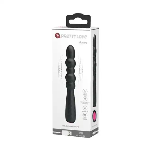 Pretty Love - Monroe Vibrator USB. Nietypowy czarny wibrator z możliwością zmiany  wygięcia