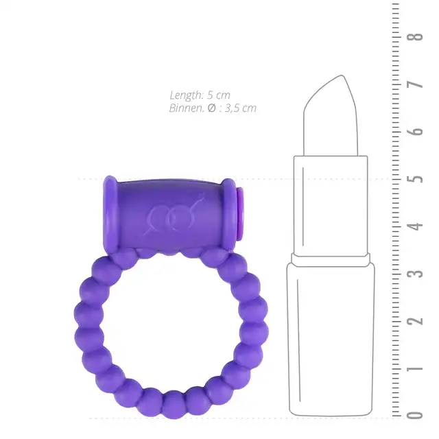 Easy Toys - Cockring with Vibrator - Purple. Specjalny ring z wypustkami naokoło. Wibrujący.