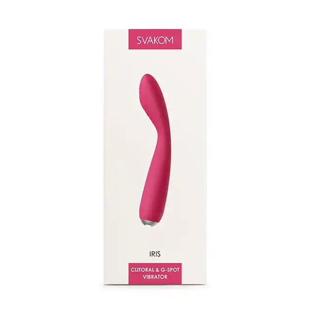 Svakom - Iris Vibrator Plum Red USB. Wibrator do stymulacji punktu G i łechtaczki. Super wygięcie