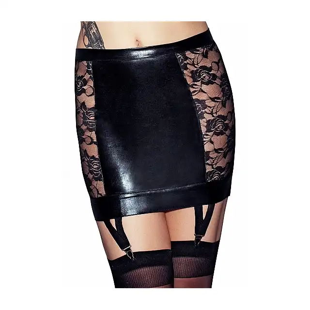 7Heaven - Lorena Skirt Garter M. Zmysłowa spódniczka z koronką i pasami do pończoch
