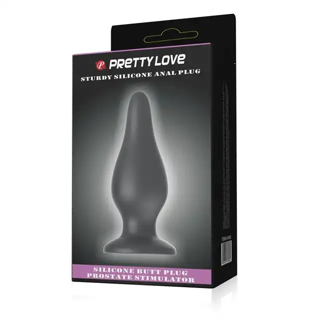 Pretty Love - Sturdy Silione Anal Plug - duży, silikonowy czarny korek analny