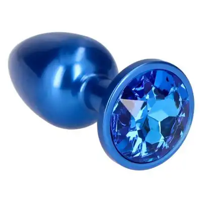 Toyz 4 Lovers - Plug Pleasure Night. Niezwykły metalowy niebieski korek analny z kryształem ozdobnym. 7 cm