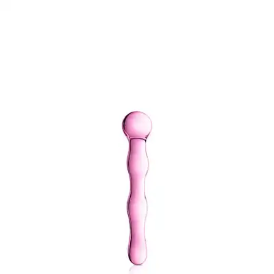 Glossy Toys - No.10 Pink Dildo. 17 cm dildo szklane o falowanej stymulującej powierzchni