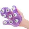 Powerbullet - Roller balls Massager. Fioletowy masażer do ciała w kształcie dłoni ze stalowymi ruchomymi kuleczkami