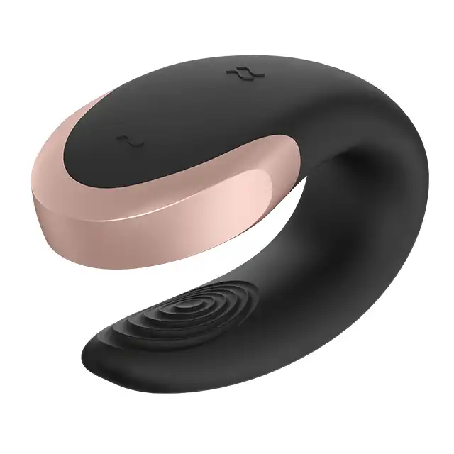 Satisfyer - Double Love Black. Silikonowy wibrator dla par sterowany przez pilota lub aplikację