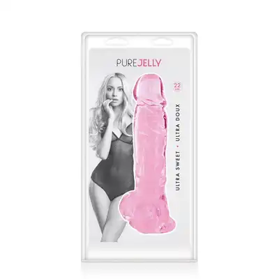 Pure Jelly - Gode Jelly Rose XL 22 cm. Duże różowe dildo z przyssawką. 4,7 cm średnicy. Żelowe 