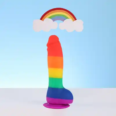 NsNovelties - Colours Pride Edition 6 Rainbow. Tęczowe silikonowe dildo 5,8 cm średnicy