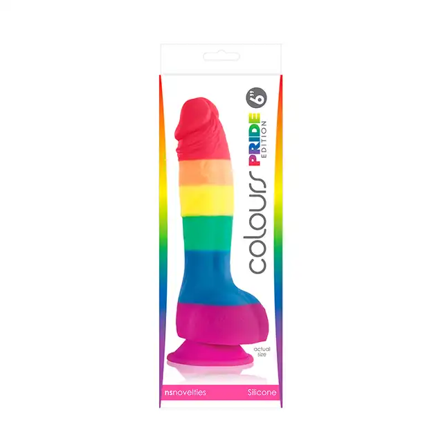 NsNovelties - Colours Pride Edition 6 Rainbow. Tęczowe silikonowe dildo 5,8 cm średnicy