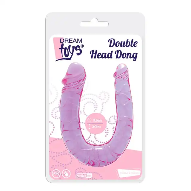 Dream Toys - All Time Double Dong. Żelowe podwójne dildo w kolorze fioletowym