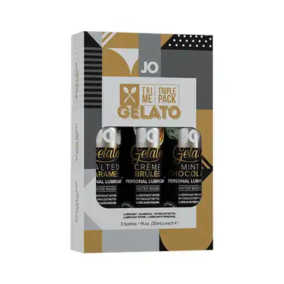 System Jo - Tri Me Triple Gelato. 3-pak lubrykantów wodnych. Krem Brulee, Słony Karmel i Miętowa Czekolada. 3x30ml