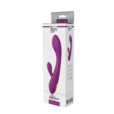 Dream Toys - Honey Buns Purple USB. Silikonowy wibrator z króliczkiem. Mocne doznania