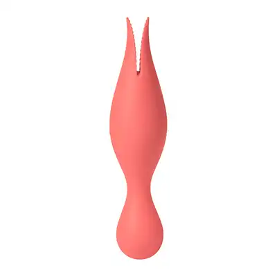 Svakom - Siren Vibrator Coral USB. Niezwykły dwustronny wibrator do stymulacji łechtaczki. Delikatne języczki i aż 25 kombinacji
