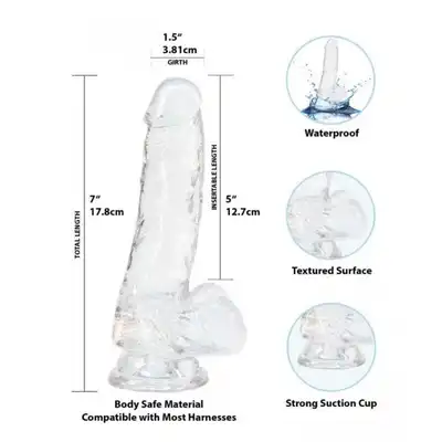 Addiction - Transparent Dildo - 18 centymetrowe, transparentne dildo