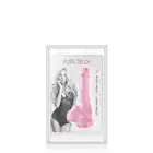 Pure Jelly - Gode Jelly Rose S. Różowe dildo z przyssawką i jądrami 15,3 cm długości 3,2 cm średnicy