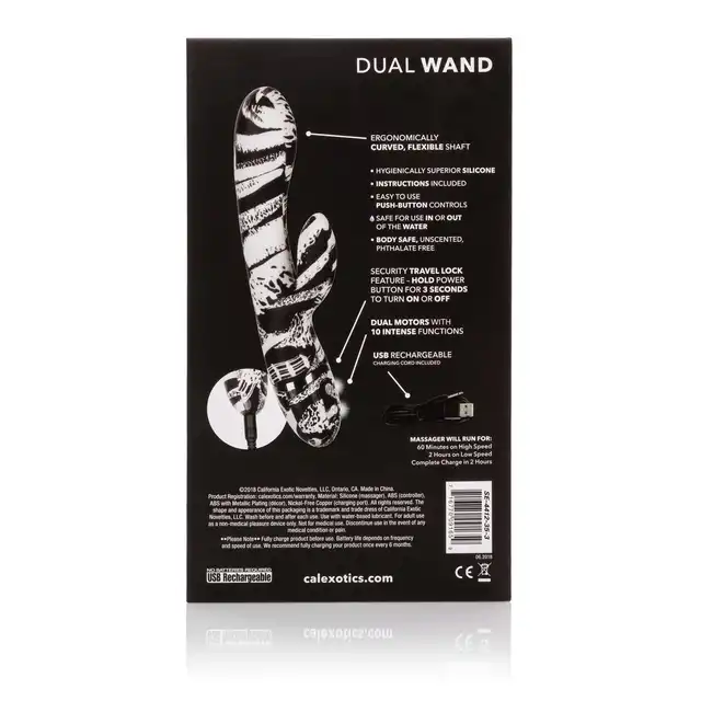 Calexotics - Hype Dual Wand. Wibrator z króliczkiem o 10 żywiołowych trybach wibracji i wyjątkowym wzorze. Podwójna stymulacja