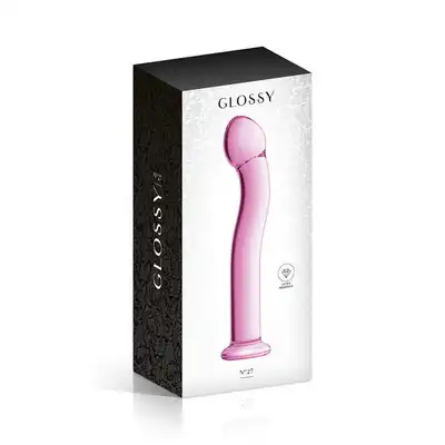 Glossy Toys - No.27 Pink Dildo point G. Różowe lekko zakrzywione szklane dildo do punktu G