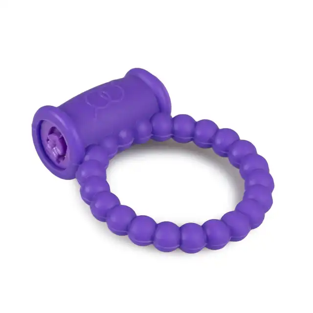Easy Toys - Cockring with Vibrator - Purple. Specjalny ring z wypustkami naokoło. Wibrujący.