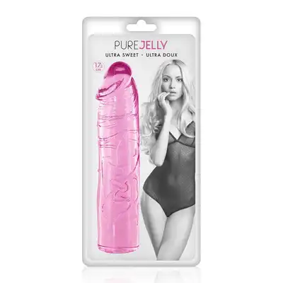 Pure Jelly - Godemichet Droit Rose 17,2 cm. Różowe elastyczne dildo bez jąder i przyssawki