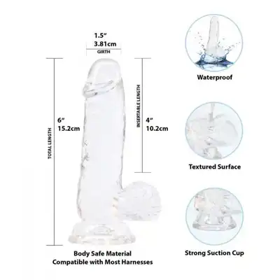 Addiction - Transparent Dildo - 15 centymetrowe, transparentne dildo 