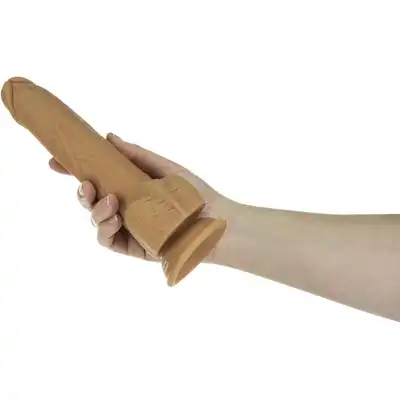 Naked Addiction - Realistic Thrusting Dildo with Remote Control Caramel - 23 centymetrowe dildo poruszające się góra-dół!