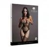 Le Desir - Contrast Suspender Bodystocking - Black - O/S. Seksowny, czarny bodystocking podkreślający talię, biust i pośladki!