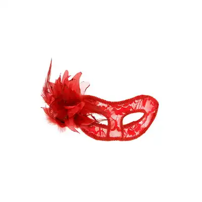 Concorde - Masque La Traviata - czerwona maska z dużym finezyjnym kwiatem