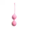 Rimba - Brussels Kegel Balls. Jasnoróżowe kulki gejszy 55 gramów. Gładki silikon i wygodny sznureczek