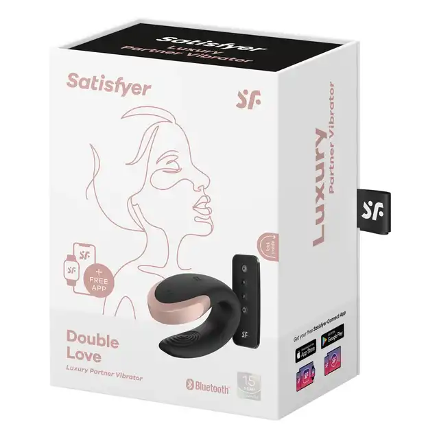 Satisfyer - Double Love Black. Silikonowy wibrator dla par sterowany przez pilota lub aplikację